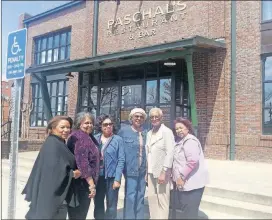  ?? CONTRIBUTE­D ?? Longtime friends (from left) Mary D. Godfrey, Gloria L. Sheppard, Alfreda I. Jenkins, Norma H. Moore, Merlyne R. Schley and Cary D. Holt pose outside Paschal’s, where they recently met for lunch. While in their 20s, the women formed a club called the...