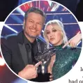  ??  ?? Coach Blake Shelton, top, with Kohanski, who also sang with her dream collaborat­or, Billy Idol, left.