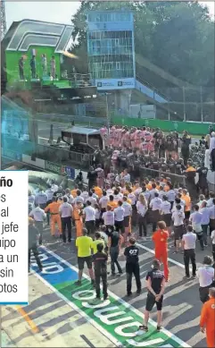  ??  ?? Mattia Binotto, jefe de Ferrari, aplaude al podio ayer en Monza.