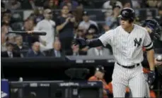  ?? DAVID J. PHILLIP — THE ASSOCIATED PRESS ?? The New York Yankees’ Aaron Judge walks during the fifth inning of Game 5 of baseball’s American League Championsh­ip Series against the Houston Astros Wednesday in New York.