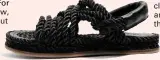  ??  ?? Rope sandals It’s all about the clunky black sandals this year, and what could be clunkier than rope? These will go well with your casual jeans or juxtaposed with a slip dress (£39; topshop.com).