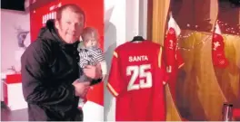  ??  ?? Delme Parfitt and Seb in the home dressing room at the Principali­ty Stadium