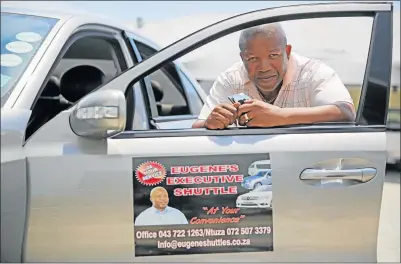 ?? Picture: ALAN EASON ?? OUR APP: East London-designed taxi app Ntuza is to be launched as a pilot on Monday by Eugene ‘Ntuza’ Ntuthuzelo Mfaka, 50, CEO of Eugene's Executive Shuttle, who says he wants to show South Africans that Uber can be overtaken