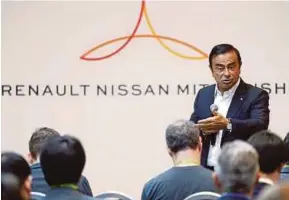  ?? REUTERS PIC ?? Renault-Nissan-Mitsubishi alliance chairman Carlos Ghosn at the press conference on the Alliance Venture fund in Las Vegas on Tuesday.