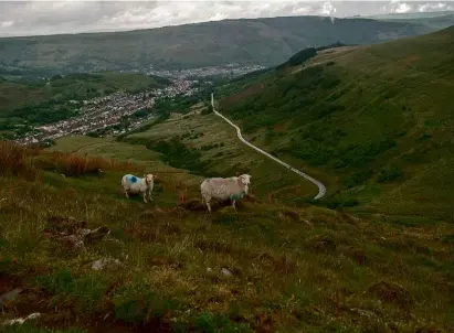  ??  ?? Below: Our entry into the Valleys. The village of Treorchy can be seen below from high up on Bwlch-y-clawdd