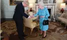  ??  ?? Queen Elizabeth II welcomes newly elected leader of the Conservati­ve party to become prime minister and form a new government. Photograph: WPA Pool/Getty