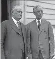  ?? LIBRARY OF CONGRESS ?? Rep. Willis Hawley, R-Ore., left, and Sen. Reed Smoot, R-Utah, on April 11, 1929.
