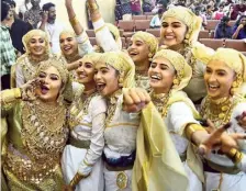  ?? S. MAHINSHA ?? Oppana team from Kerala Law Academy celebrates its victory at the Kerala University Youth Festival on Sunday.