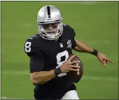  ?? DAVID BECKER — THE ASSOCIATED PRESS ?? Las Vegas Raiders quarterbac­k Marcus Mariota is signing a one-year, $3.5 million deal with the team, according to NFL Media’s Ian Rapoport.