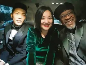  ??  ?? Robert “Bobby” Allen of Washington Twp. attended the 92nd annual Academy Awards ceremony Feb. 9 with a group supporting “American Factory.” Allen is pictured with Wong He and Yiqian Zhang.