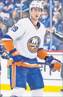  ?? Getty Images ?? BROCK OUT: Brock Nelson, on Tuesday, became the fifth Islander to enter the NHL COVID protocol.