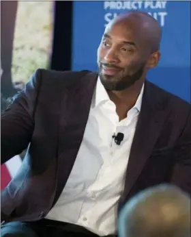  ?? AP PHOTO/ALEX BRANDON, FILE ?? Former NBA all-star Kobe Bryant gestures as he moderates a panel about youth sports during the Aspen Institute’s Project Play Summit in Washington. Kobe Bryant has been dropped from the jury of an animated film festival after calls for the former NBA star’s ouster over a 2003 rape allegation.