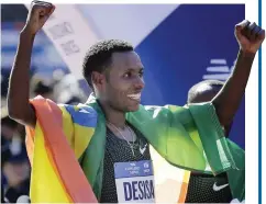  ?? ANSA ?? Lelisa Desisa (29) oro mondiale a Doha e primo a New York un anno fa