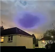  ?? ?? A ‘mystery’ blue light photograph­ed in the night sky over Shirehampt­on