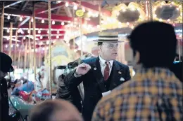  ??  ?? Actor Kevin Titus of Canaan portrays President Warren G. Harding, the 29th president of the United States, who is believed to have visited the carousel, according to Titus.