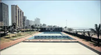  ?? PICTURE: BONGANI MBATHA/ AFRICA NEWS AGENCY (ANA) ?? There is no indication as to when the renovation of the Rachel Finlayson pool on Durban’s North Beach will be finished.