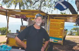  ??  ?? Robert Jesse with his pie van that has been a feature at Cardwell for 35 years will be protected under a capping of food vans at Colleen McLaughlin Park.