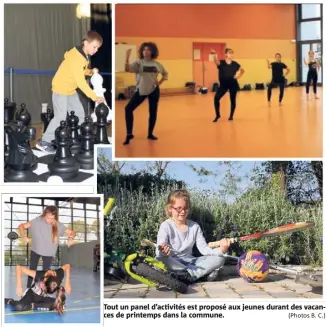  ??  ?? Tout un panel d’activités est proposé aux jeunes durant des vacances de printemps dans la commune. (Photos B. C.)