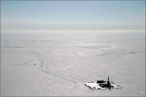  ?? ?? This 2019 aerial photo provided by ConocoPhil­lips shows an explorator­y drilling camp at the proposed site of the Willow oil project on Alaska’s North Slope. The Biden administra­tion’s approval of the massive oil developmen­t in northern Alaska on Monday, March 13, commits the US to yet another decadeslon­g crude project even as scientists urgently warn that only a halt to more fossil fuel emissions can stem climate change. (AP)