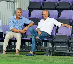  ??  ?? Andrea Della Valle ieri pomeriggio al centro sportivo AstoriIl patron della Fiorentina ha incontrato Pioli e tutta la squadra