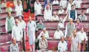  ?? PTI/TV GRAB ?? Television grab of Congress members during a discussion in the Rajya Sabha on Wednesday.