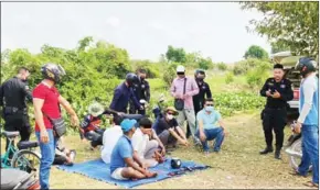  ?? BATTAMBANG POLICE ?? Some of the 16 suspects who were arrested for rain gambling in Battambang town on March 16.