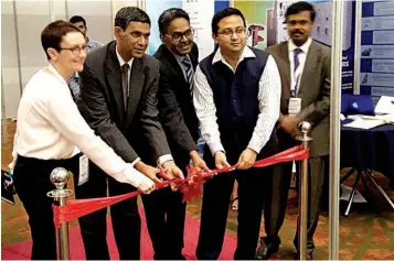  ??  ?? Indian high commission­er HE B N Reddy (second left) and others inaugurati­ng India pavilion at Future Energy Nigeria in Lagos yesterday. Fifty Indian companies have come from India under the umbrella of Indian Chamber of Commerce (ICC), the country...