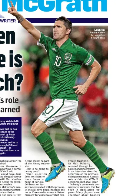  ??  ?? LEGEND: Robbie Keane is pegged as a future boss