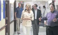  ?? CHIP SOMODEVILL­A/GETTY IMAGES ?? U.S. first lady Melania Trump tours the Upbring New Hope Childrens Center after meeting doctors and social workers.