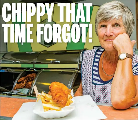  ??  ?? Stalwart service: Janet Gillespie has worked at the chippy for more than 50 years. Below: Long queues are a regular sight