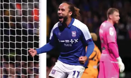  ?? ?? Ipswich Town's Marcus Harness celebrates scoring their third against Hull. Photograph: John Walton/PA