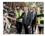  ?? DAVID WHITE/STUFF ?? Winston Peters visited the parliament­ary occupation after the protesters were served a trespass notice.