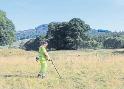  ??  ?? Hidden artefacts were uncovered using metal detectors at the Perthshire site of the 17th Century battle of Killiecran­kie like these lead musket balls, below.