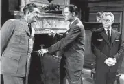  ?? TCM ?? A boxer (Robert Montgomery, center, with Edward Everett Horton, left, and Claude Rains) is given a second chance at getting his life back together in “Here Comes Mr. Jordan.”
