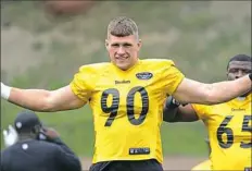  ??  ?? The Steelers plan to give extended playing time to their 2017 No. 1 pick T.J. Watt at outside linebacker.