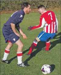  ??  ?? Brian Mackay takes on Clydebank’s Kevin McInally.