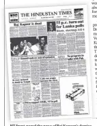  ?? ?? HT front-paged the news of Raj Kapoor’s demise in its edition of June 3, 1988.