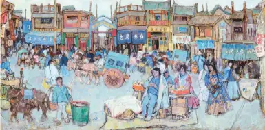  ??  ?? Leon Gaspard (1882-1964), A Street in Peking. Oil on board, 20 x 40 in. Estimate: $150/250,000