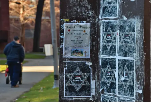  ?? CHRIS CHRISTO — BOSTON HERALD ?? Harvard has been at the epicenter of student campus clashes over the Hamas-Israel war. Antisemiti­c and anti-Arab incidents have been reported across the Cambridge campus.