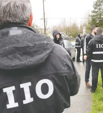  ?? Photo courtesy of iio ?? IIO investigat­ors train at a mock scene in Surrey. While the number of investigat­ions in B.C. hasn’t risen much since last year, attention to them has, chief civilian director Ronald MacDonald said.