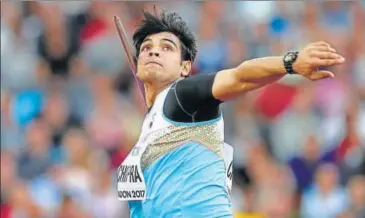  ??  ?? In his first competitio­n since November 2018, Neeraj Chopra threw 87.86m at the ACNW League Meet in Potchefstr­oom, South Africa, achieving the Tokyo Games qualificat­ion mark of 85 metres last month. GETTY IMAGES