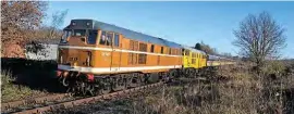  ??  ?? Class 31s Nos. 31190 and 31465 near Landieu Crossing, Frosterley, returning to Stanhope on a Christmas train on December 1, 2019. JOHN ASKWITH/WEARDALE RAILWAY TRUST