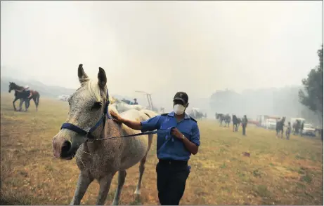  ?? Picture: HENK KRUGER ?? FLEEING TO SAFETY: Glencairn residents evacuated their homes after a fire broke out in the area. Dozens of horses were moved from stables to a place of safety.