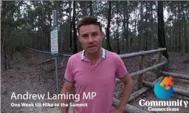  ??  ?? Liberal MP Andrew Laming appears in a video for Community Connection­s Redlands Coast which received a $10,000 grant to purchase AV equipment.