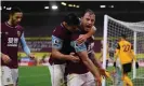  ?? Photograph: Gareth Copley/Getty Images ?? Ashley Barnes celebrates after opening the scoring for Burnley.