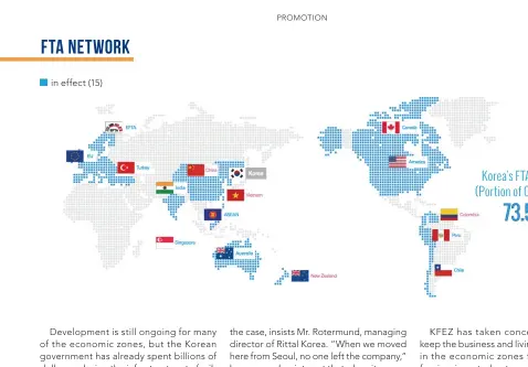  ??  ?? in effect (15) 73.5% Korea’s FTA Territory ( Portion of Global GDP)