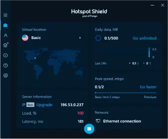  ??  ?? Hotspot Shield Premium: Der beste Ping-wert und die guten Up- und Download-raten machen Hotspot sehr beliebt bei Gamern. Den Testsieger gibt es auch in einer kostenlose­n Basisversi­on.