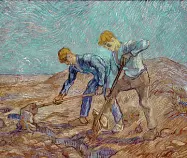  ??  ?? Da sinistra, Van Gogh «Due zappatori»(da Millet)», (1880),Otterlo, Kröller-Müller Museum, e «Due Zappatori»(da Millet), (1889), Amsterdam, Collection Stedelijk Museum