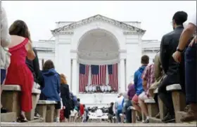  ?? ALEX BRANDON — THE ASSOCIATED PRESS ?? President Donald Trump speaks at the Memorial Amphitheat­er in Arlington National Cemetery on Memorial Day, Monday in Arlington, Va.