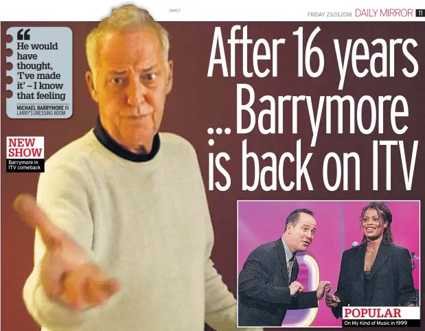  ??  ?? Barrymore in ITV comeback On My Kind of Music in 1999